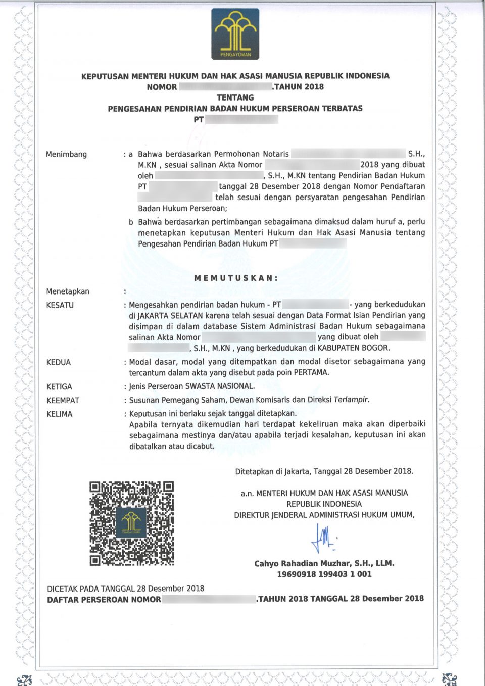 Contoh SK Kemenkumham