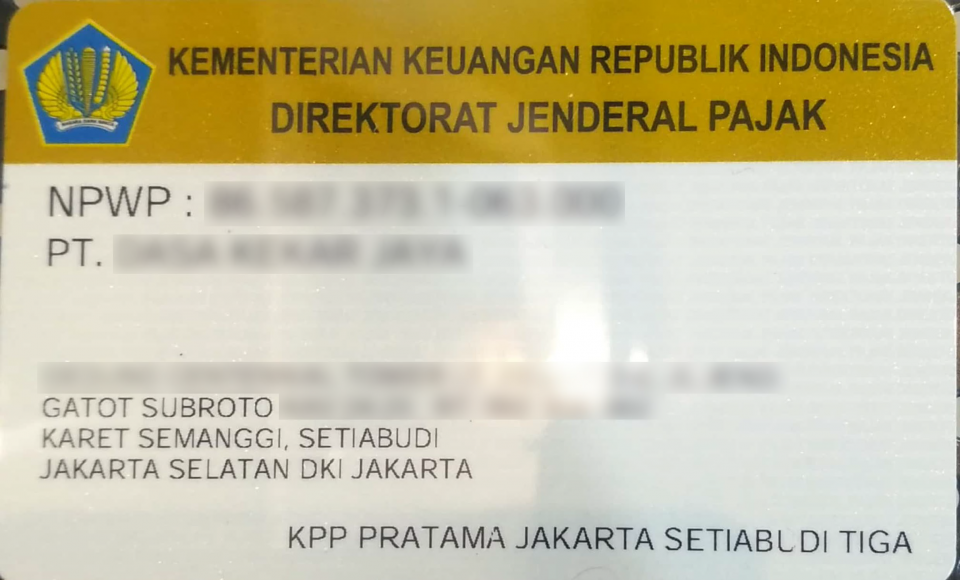 Contoh NPWP Perusahaan