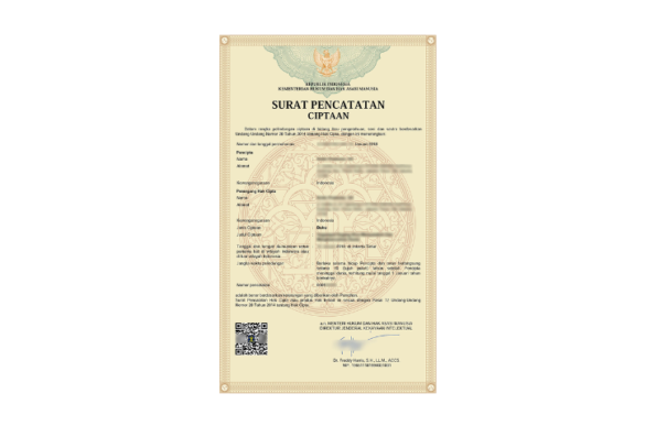 Contoh Sertifikat Hak Cipta Buku